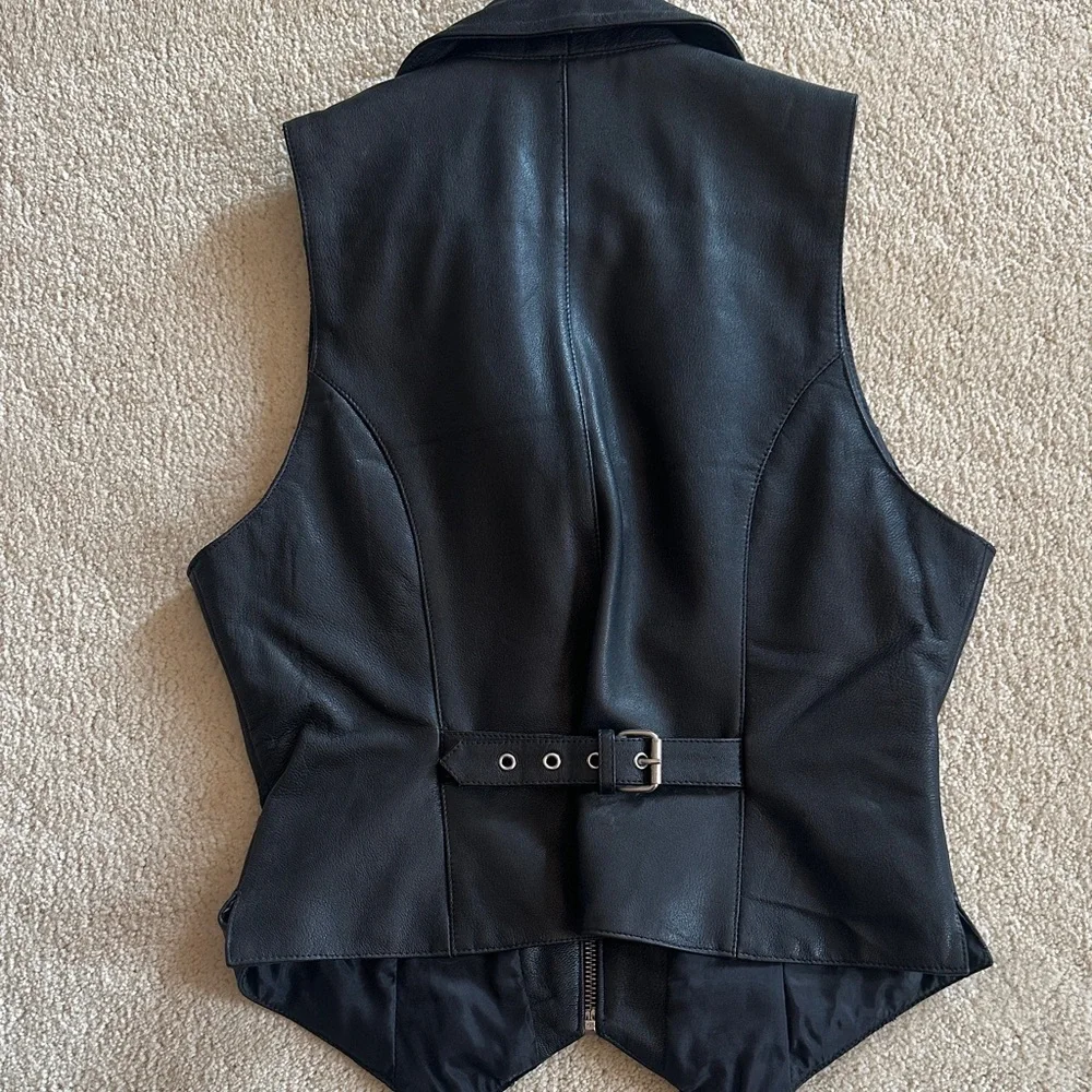 Black Leather Vest for Women - Picture 2 of 3